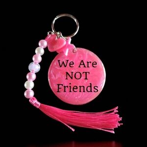 Pink Keychain with Tassel and Beads